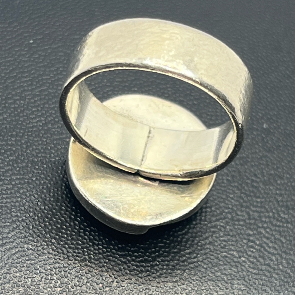 Mexico sterling silver abstract swirl circle wide band ring size 6.75 vintage - Picture 14 of 16